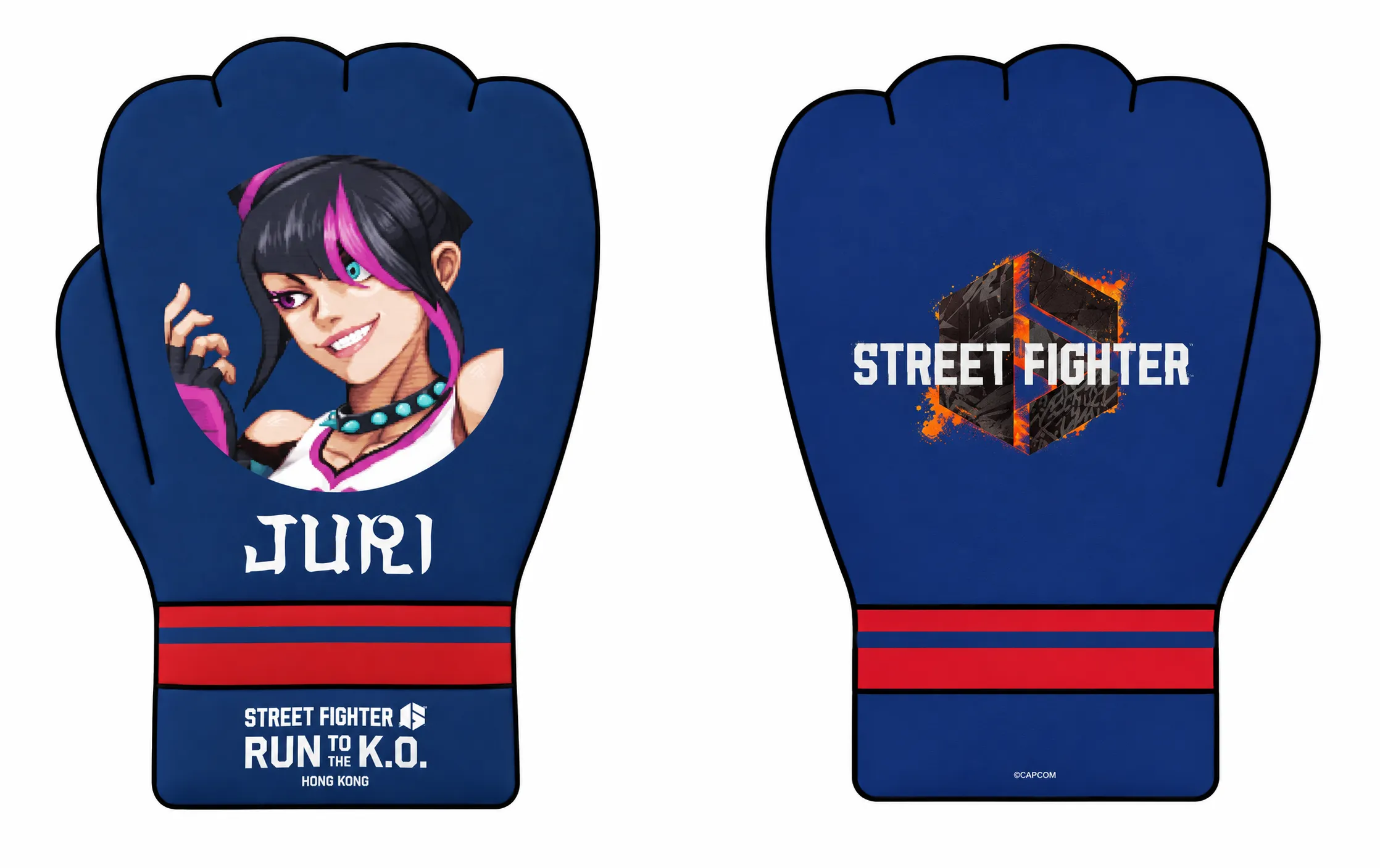 Juri 蓝色拳套抱枕正面及背面